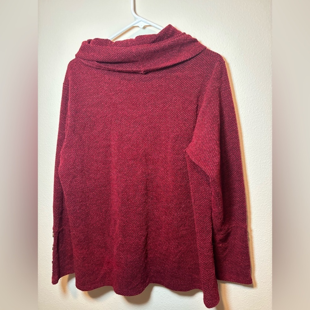 Retrology Womens Red Cowl Neck Knit Sweater Size XL Acrylic Polyester Blend - Picture 4 of 9